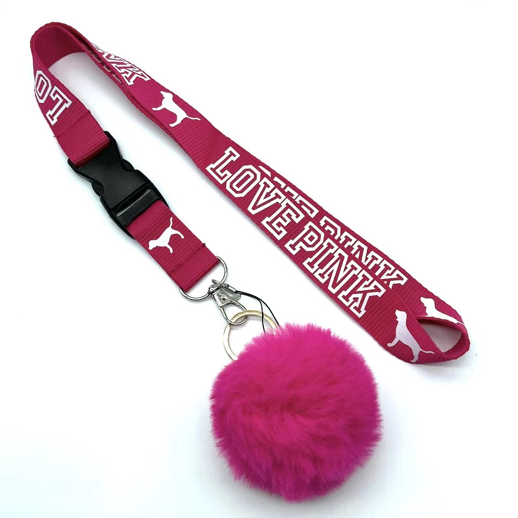 Colorful Detachable Lanyard Teal for Keys Cell Phones Neck Lanyard with Pompom Ball