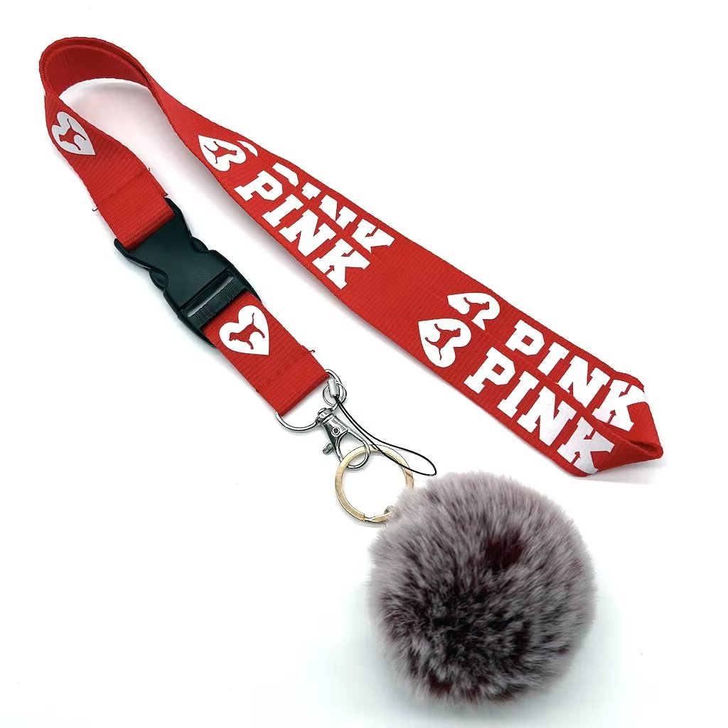 Colorful Detachable Lanyard Teal for Keys Cell Phones Neck Lanyard with Pompom Ball - Image 5