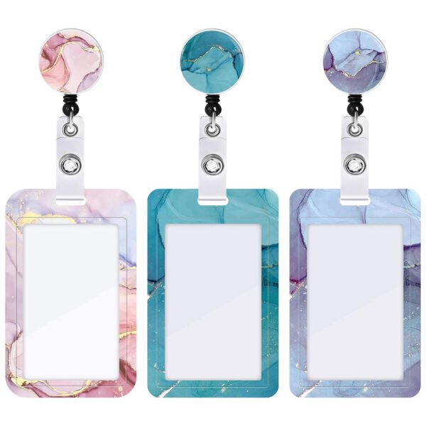 Marble Telescopic Mobile Phone ID Card Holder Badge Clip