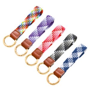 Cute Keychain Woven Wristlet Wrist Lanyard Men Car Keys ID Badges Card Wallet