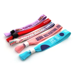 Adjustable Slide Lock Fabric Event Bracelet Polyester Wristband for Festival Bracelet