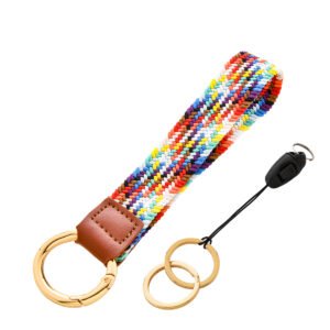 Cute Keychain Woven Wristlet Wrist Lanyard Men Car Keys ID Badges Card Wallet