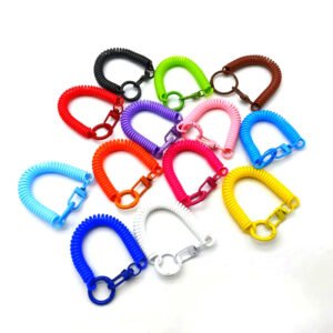 Stock Colorful Metal Lobster Clasp Spiral Keychain
