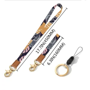 Custom Polyester Keychain Leather Lanyards Short Wrist Strap Lanyard