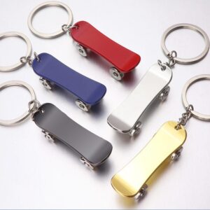 3D Eco-friendly Metal Keychain Sports Skateboarding Skateboard Charm Pendant Gifts