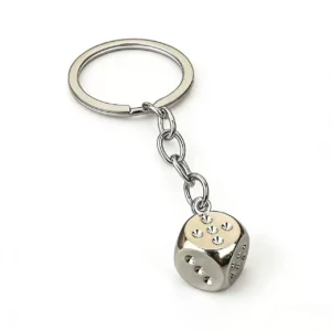 Square Goth Punk Black Dice Keychain Key Rings Keyfo
