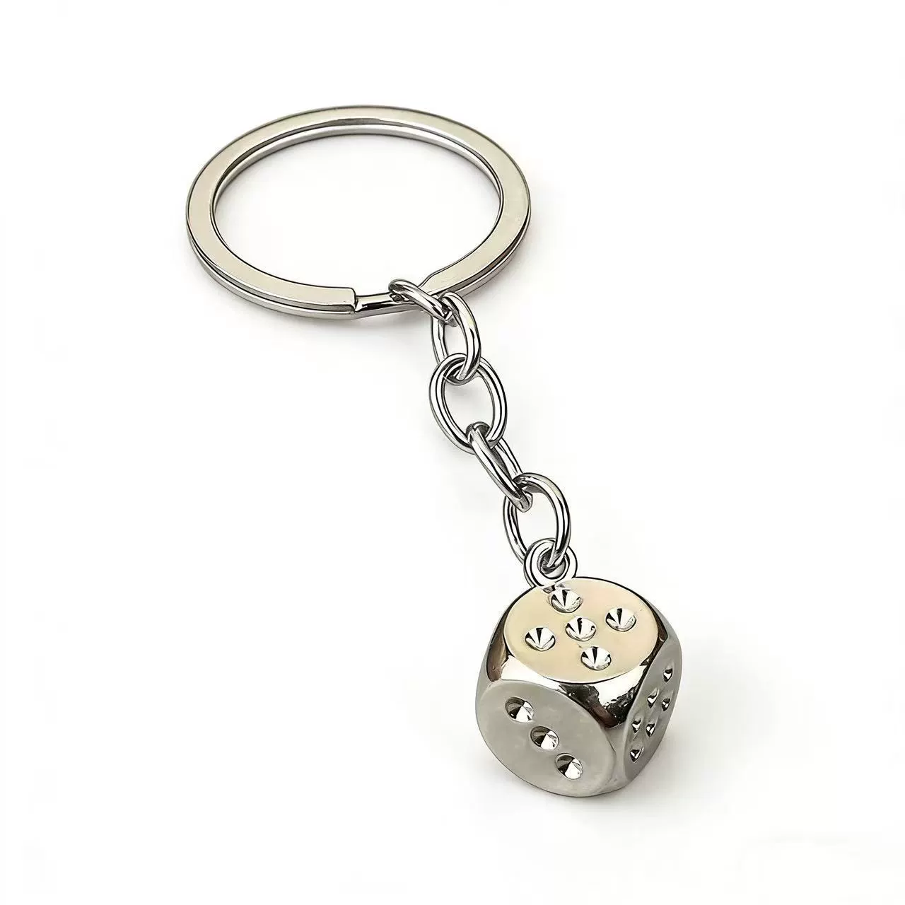 Square Goth Punk Black Dice Keychain Key Rings Keyfo