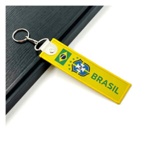 25mm Double Woven Label Embroidered Keychain Anime Logo Imprint