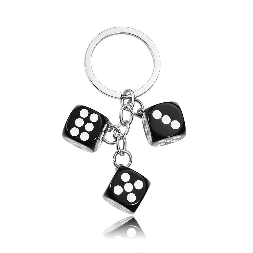 Square Goth Punk Black Dice Keychain Key Rings Keyfo - Image 3