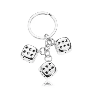 Square Goth Punk Black Dice Keychain Key Rings Keyfo