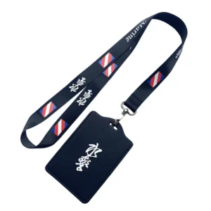 Custom Logo Silk Screen Printed Polyester Lanyard with ID Card Holder