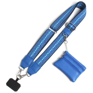 38mm Adjustable Cellphone Lanyard Crossbody With Wallet + Custom Logo Jacquard Imprint