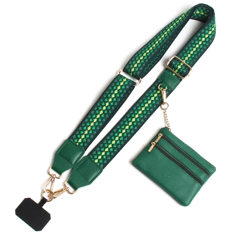 38mm Adjustable Cellphone Lanyard Crossbody With Wallet + Custom Logo Jacquard Imprint