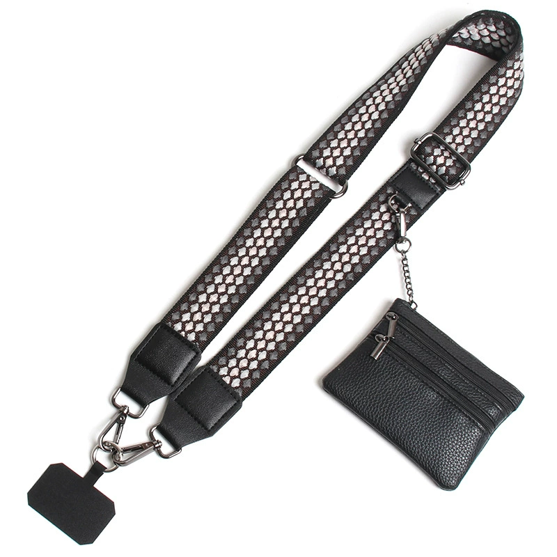 38mm Adjustable Cellphone Lanyard Crossbody With Wallet + Custom Logo Jacquard Imprint - Image 6