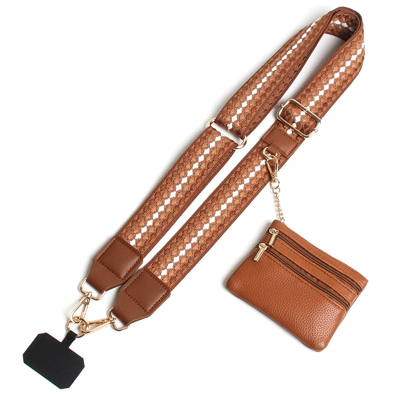 38mm Adjustable Cellphone Lanyard Crossbody With Wallet + Custom Logo Jacquard Imprint - Image 5