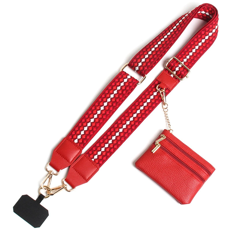 38mm Adjustable Cellphone Lanyard Crossbody With Wallet + Custom Logo Jacquard Imprint - Image 4