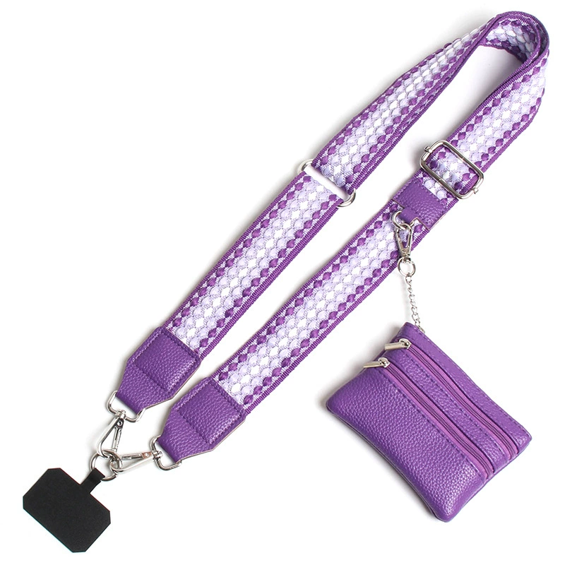 38mm Adjustable Cellphone Lanyard Crossbody With Wallet + Custom Logo Jacquard Imprint - Image 3